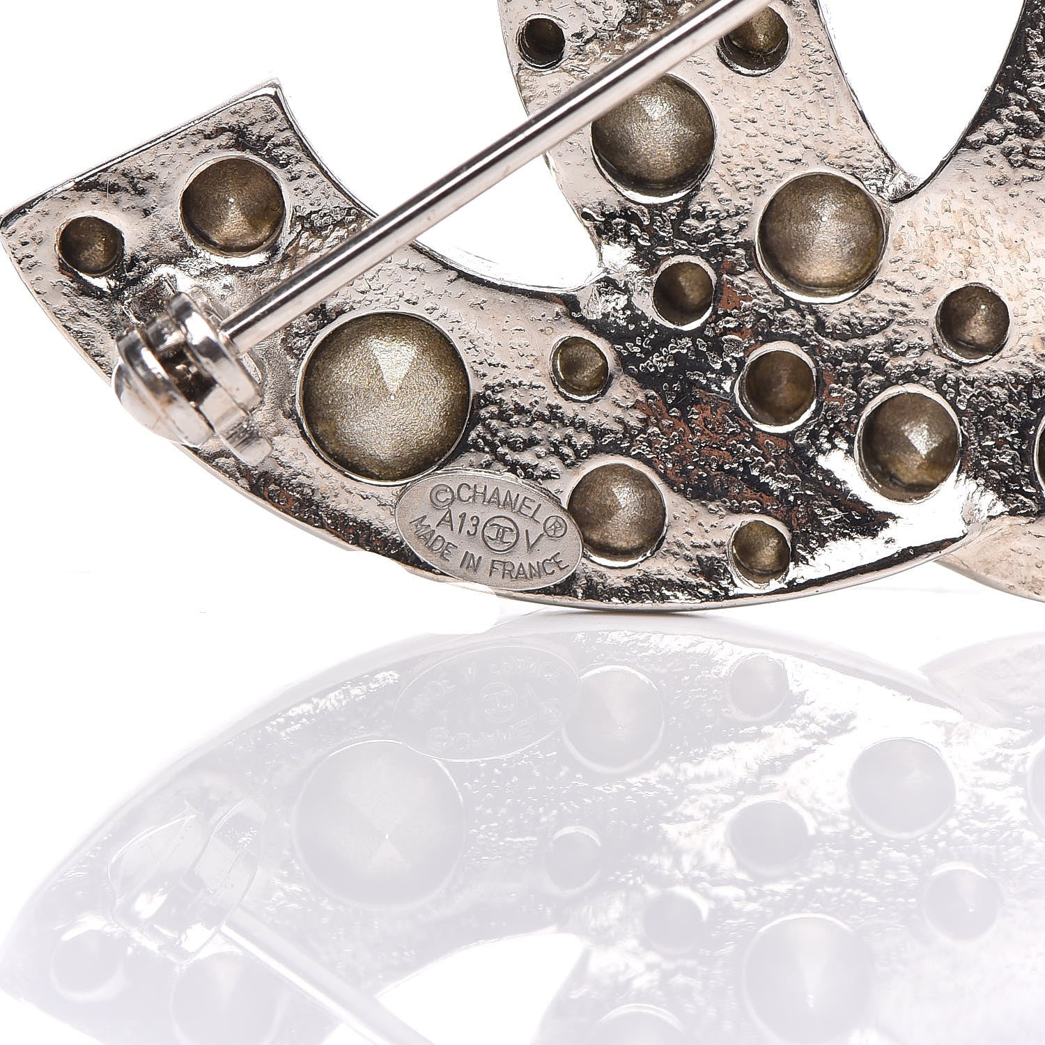 Chanel Crystal CC Brooch Silver 4 of 4