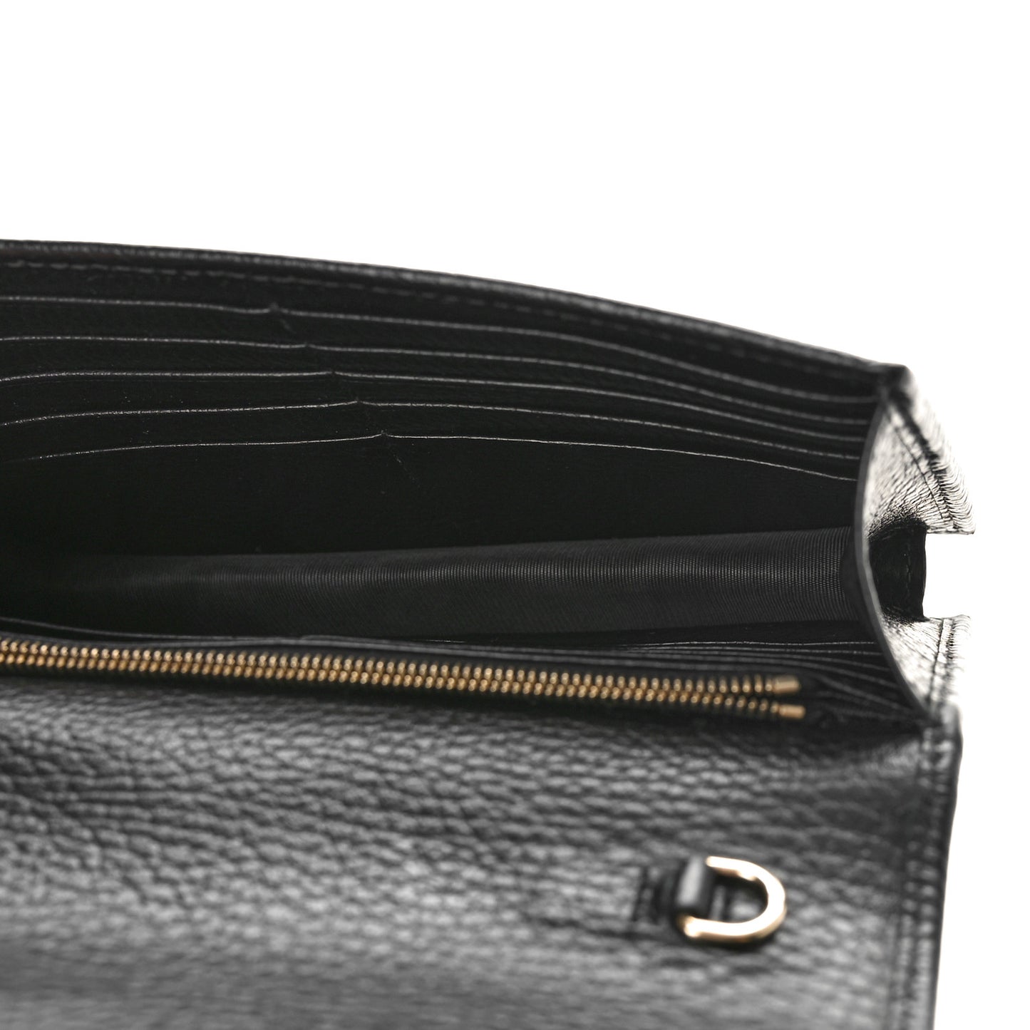 Dollar Calfskin Interlocking G Chain Wallet Black