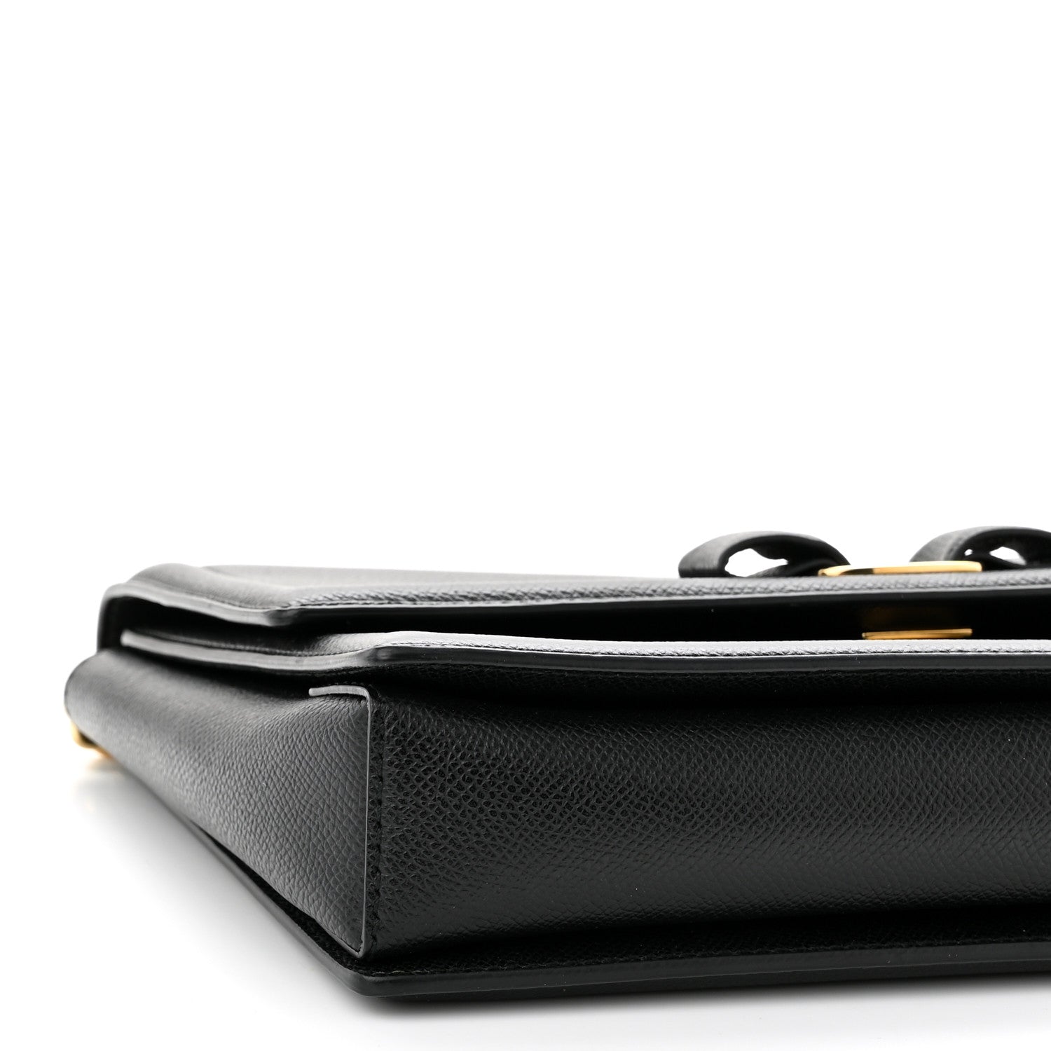 Salvatore Ferragamo Hammered Calfskin Vara Bow Chain Flap Crossbody Black 8 of 9