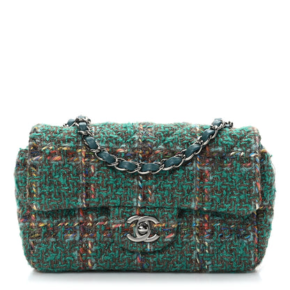 Chanel Tweed Quilted Mini Rectangular Flap Green 1 of 9