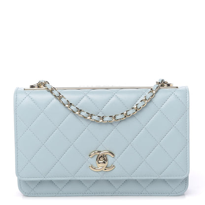Chanel Lambskin Quilted Trendy CC Wallet On Chain WOC Light Blue 1 of 14