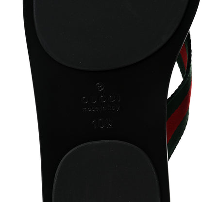 Gucci Nylon Calfskin Web Mens Thong Sandals 10.5 Green Red Black 6 of 8
