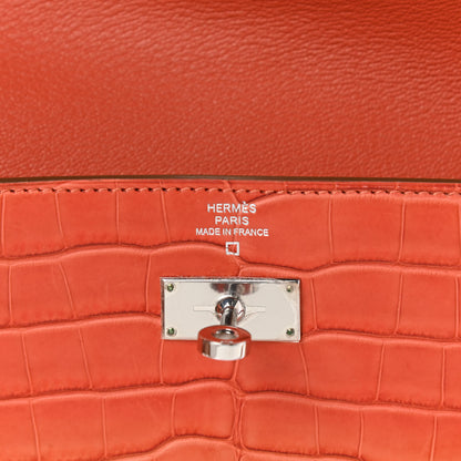 Hermes Matte Alligator Kelly Longue Wallet Orange 6 of 10