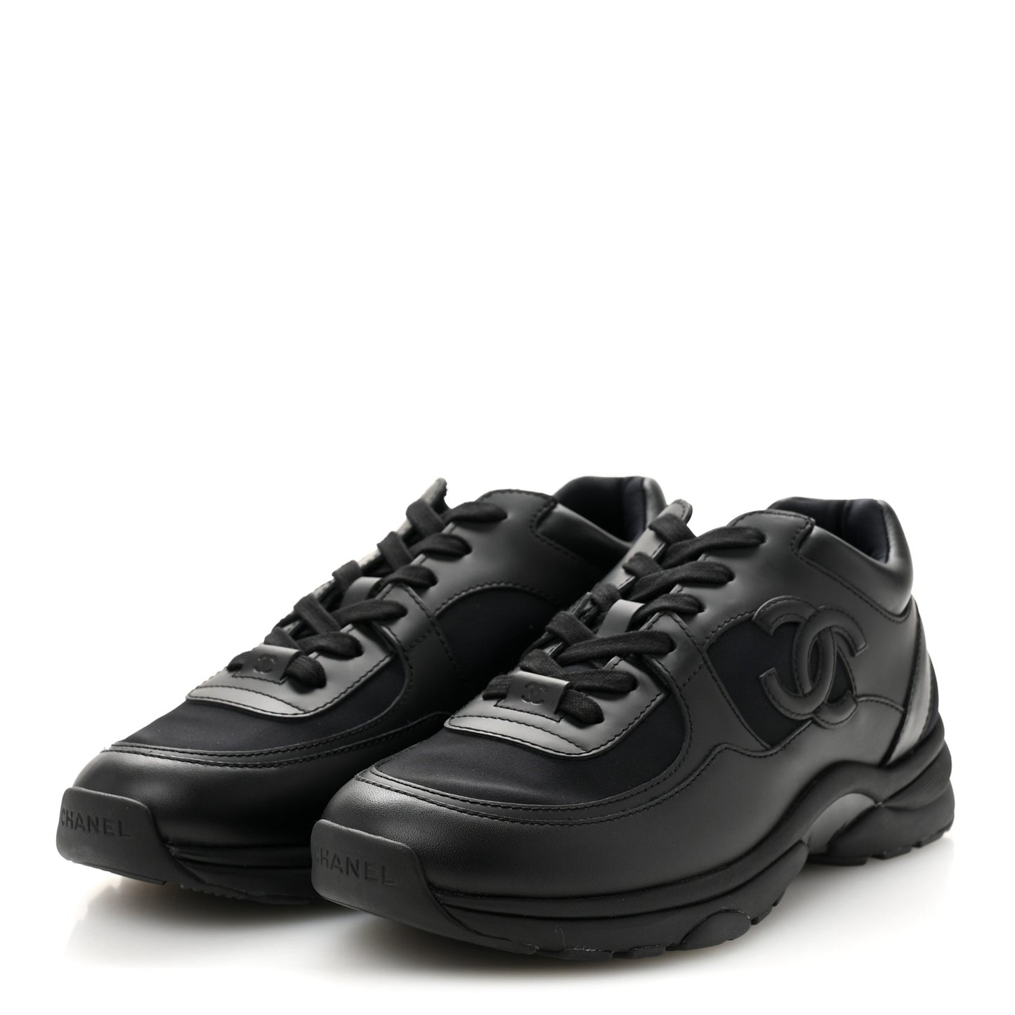 Lambskin Fabric CC Sneakers 39 Black