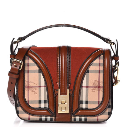 Burberry Haymarket Check Suede Brickfield Crossbody Brown 1 of 11