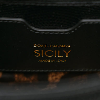 Dolce & Gabbana Iguana Calfskin Embossed Medium Miss Sicily Satchel Black 6 of 9