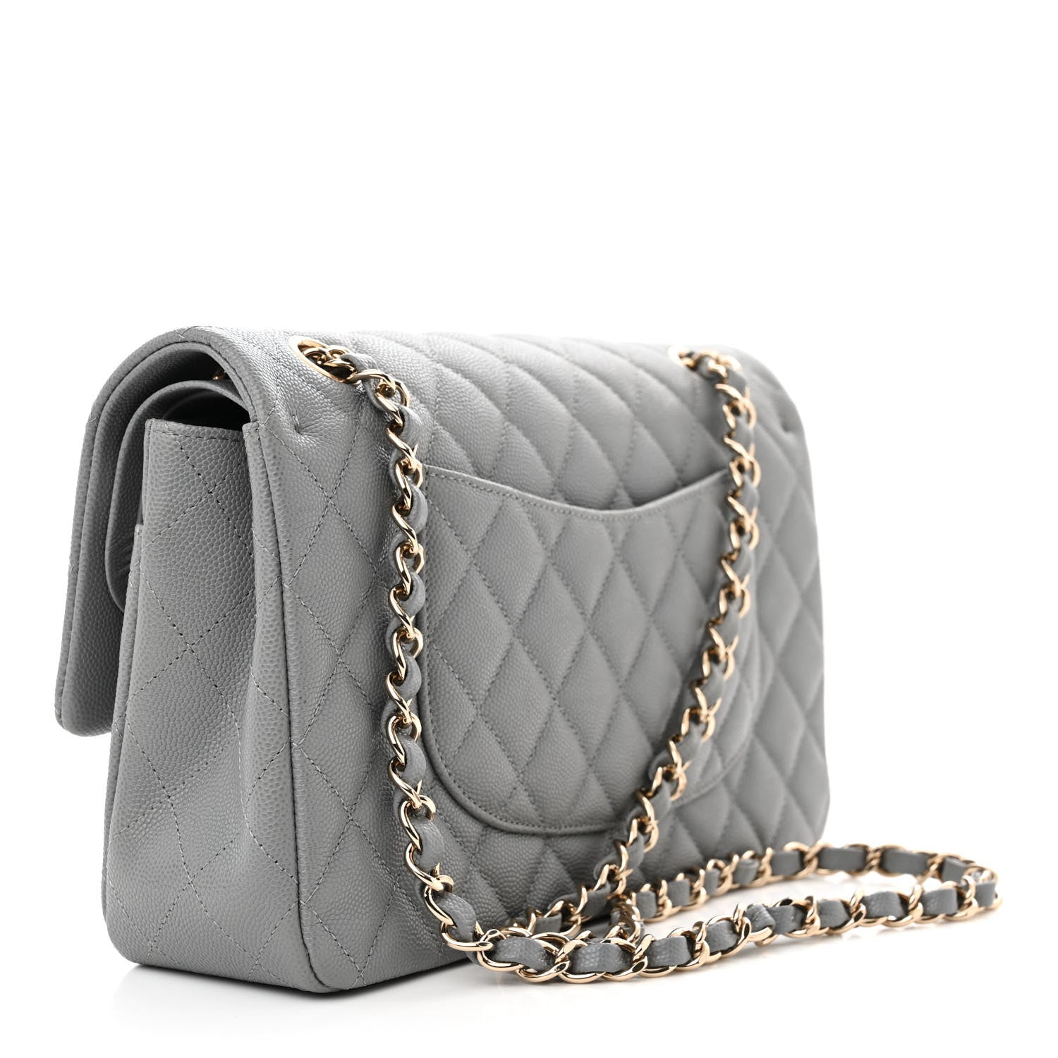 Chanel Caviar Quilted Medium Double Flap Grey 3 of 12