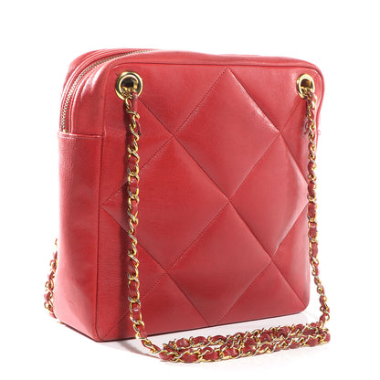 Chanel Lambskin Quilted Shoulder Bag Red 3 of 8
