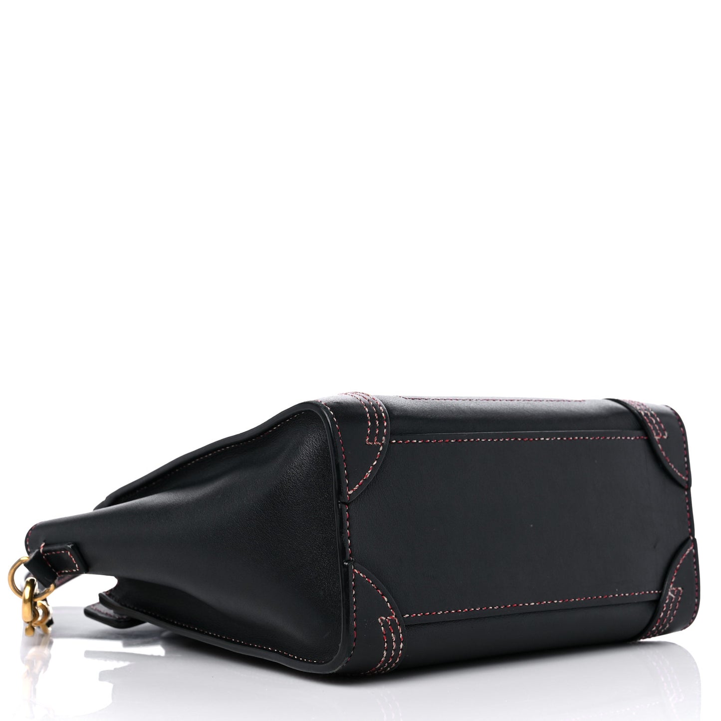 Shiny Smooth Calfskin Stitched Nano Luggage Black Multicolor