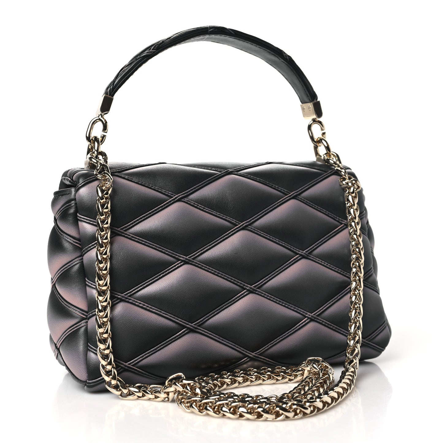 Lambskin Malletage Top Handle GO-14 MM Black Pink