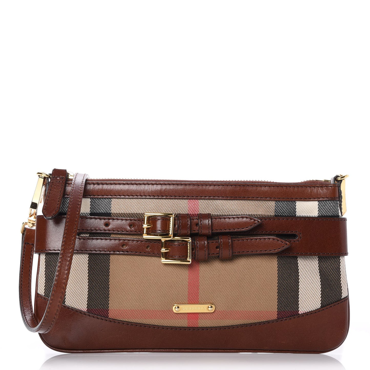 House Check Bridle Calfskin Peyton Crossbody Tan