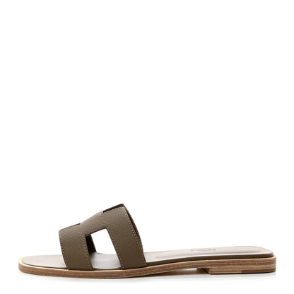 Hermes Epsom Oran Sandals 36.5 Etoupe 1 of 9