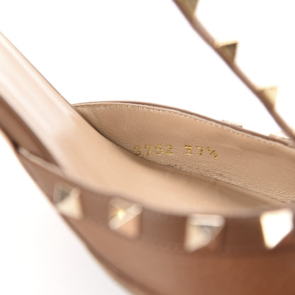 Valentino Garavani Pebbled Calfskin Rockstud Ankle Strap 65mm Pumps 37.5 Deep Cuir 10 of 13