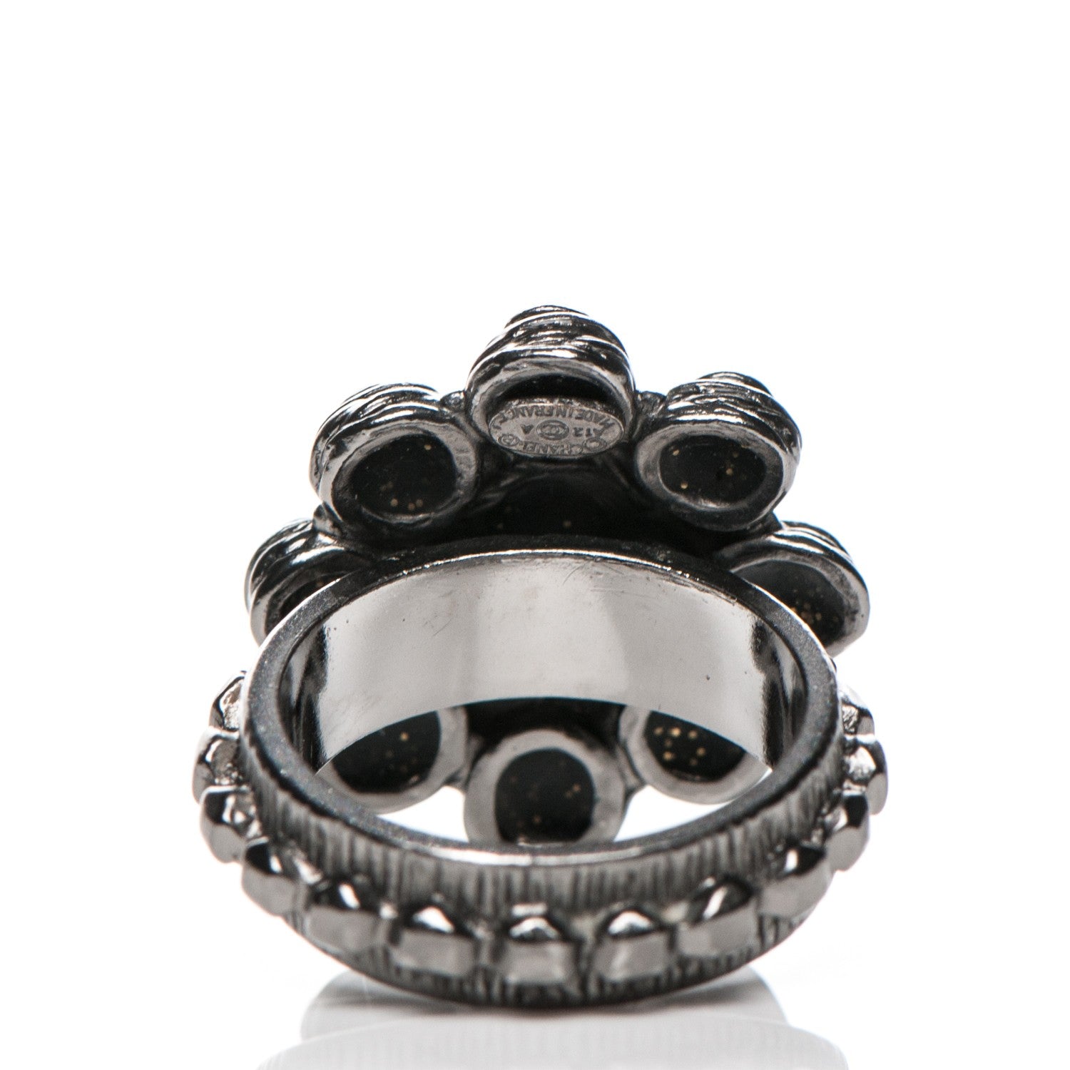 Chanel Ruthenium Studded CC Ring 7 3 of 5