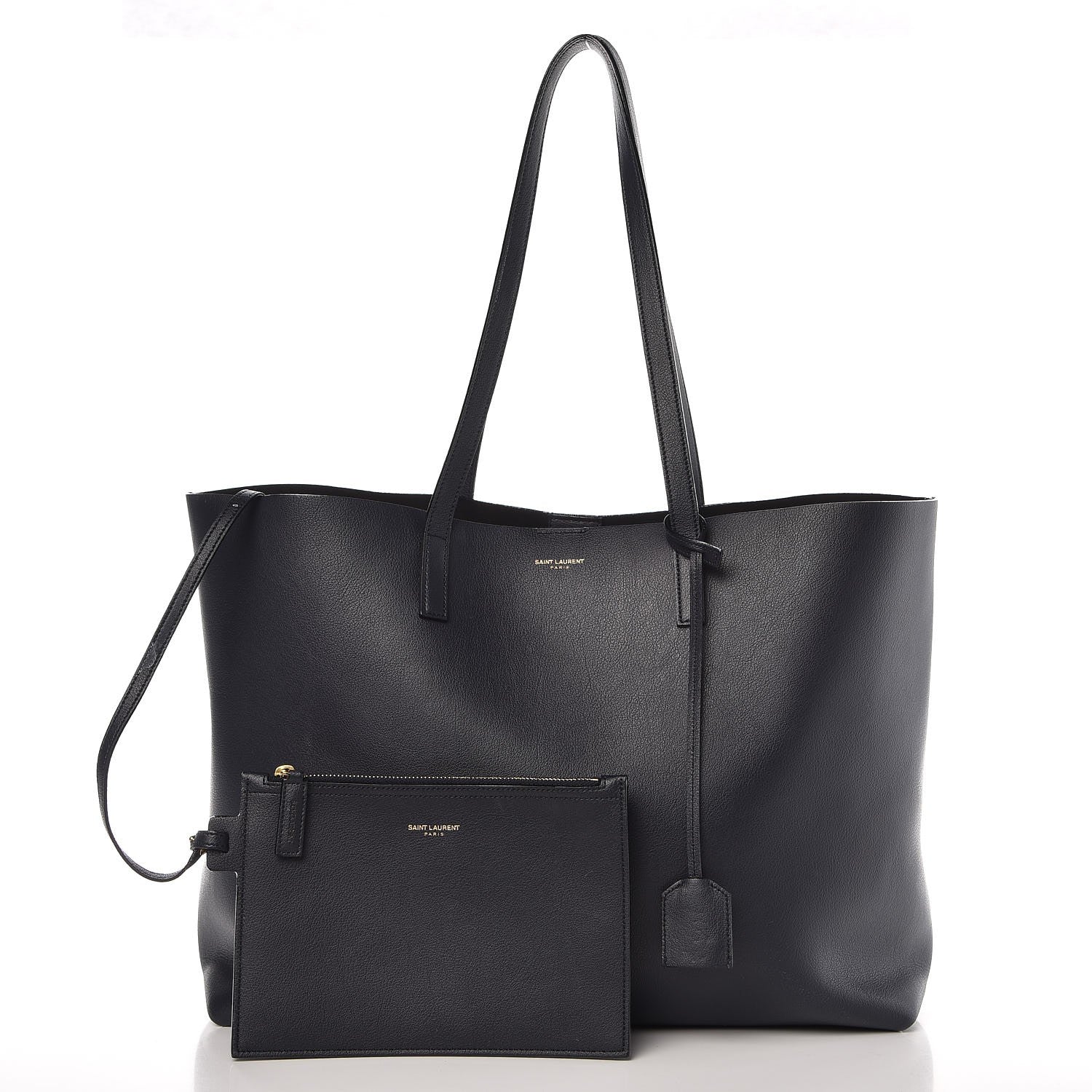 Saint Laurent Calfskin Large Shopping Tote Deep Marine 1 of 12