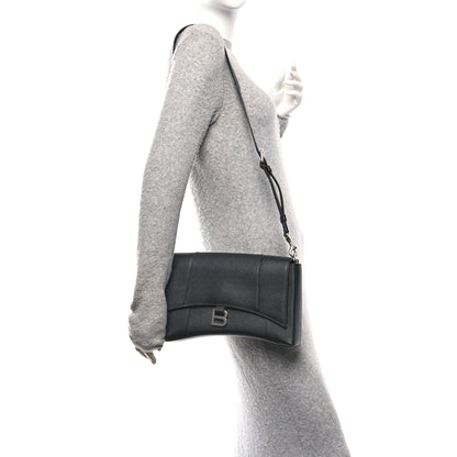 Balenciaga Semi Matte Soft Textured Calfskin Downtown Shoulder Bag Black 2 of 11
