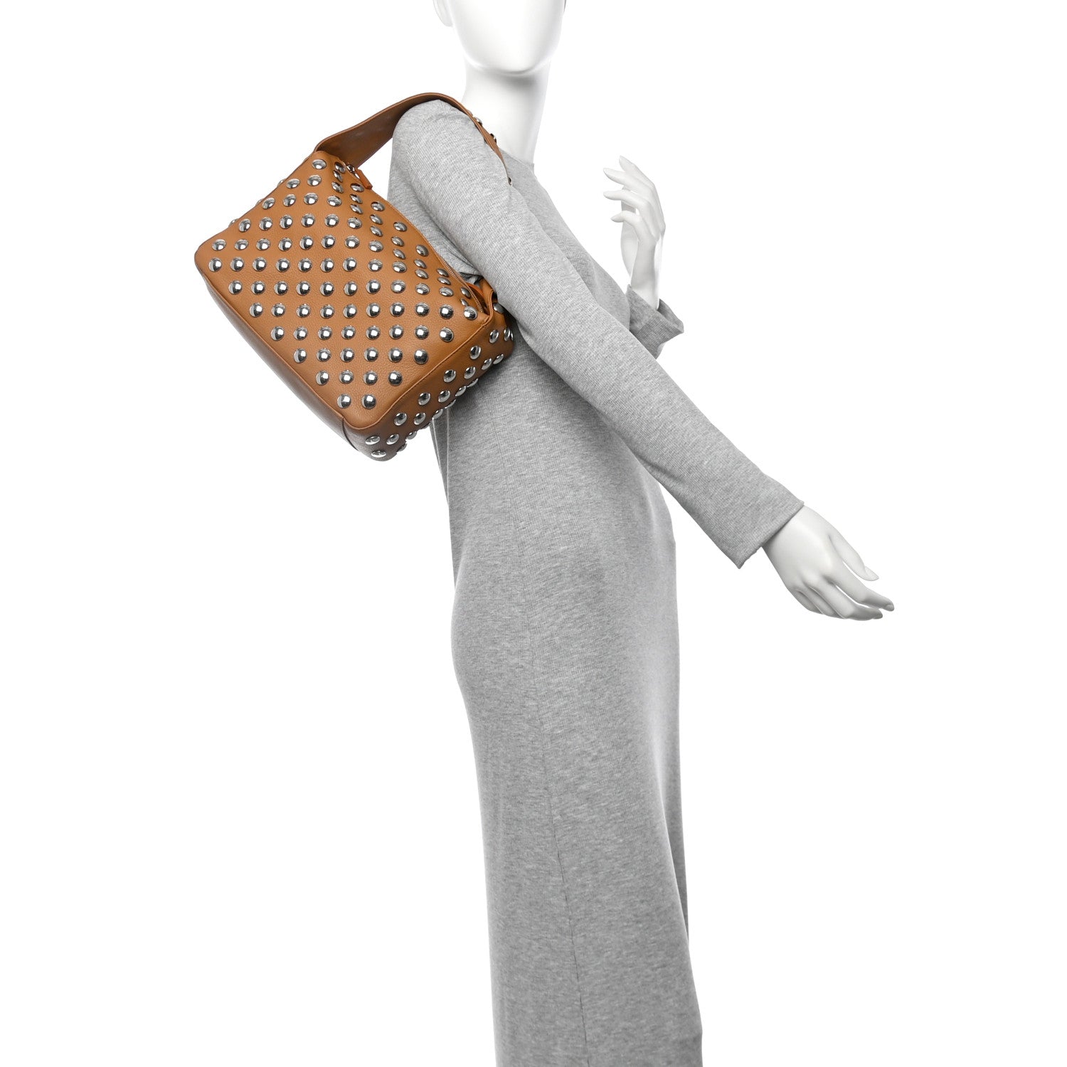 Khaite Pebbled Sport Calfskin Studded Elena Nougat 2 of 9
