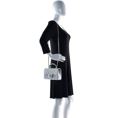 Chanel Metallic Caviar Quilted Mini Top Handle Rectangular Flap Silver 2 of 9