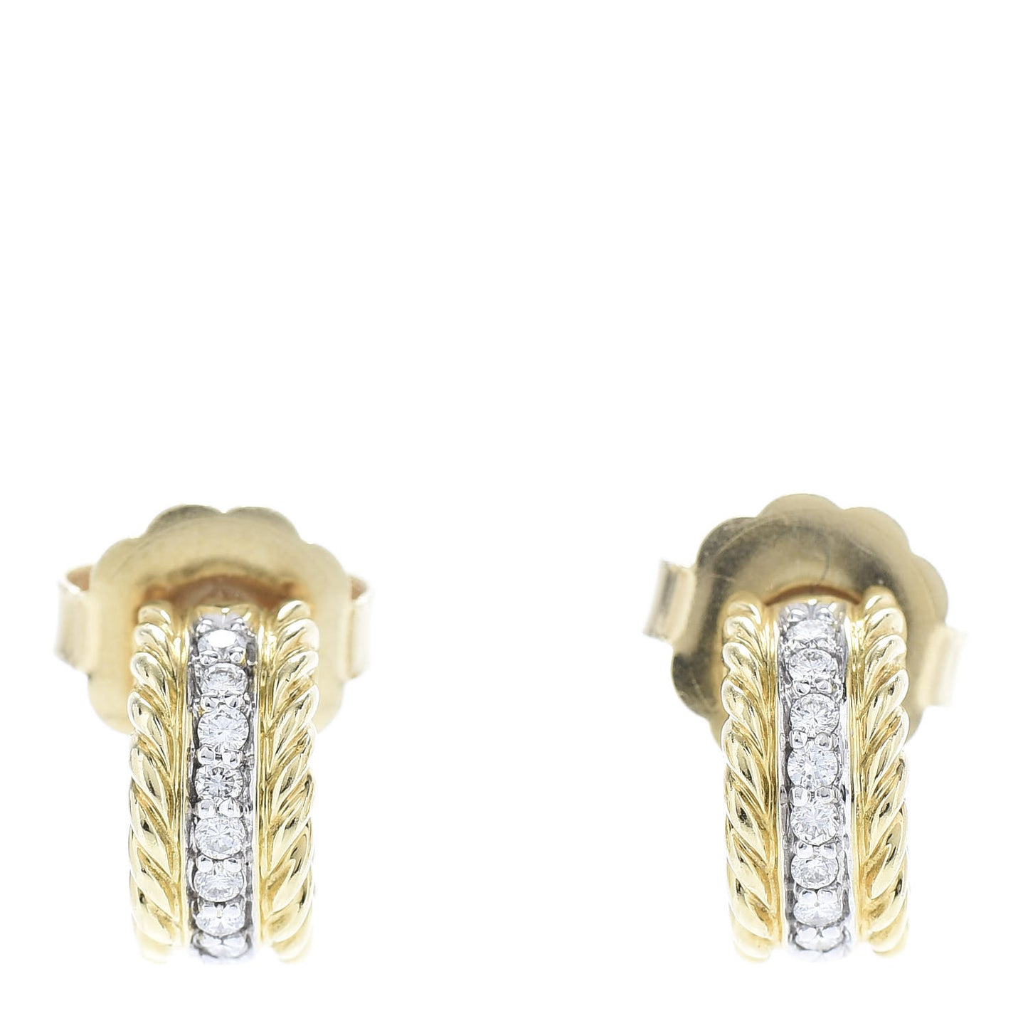 18K Yellow Gold Diamond Cable Classics Earrings
