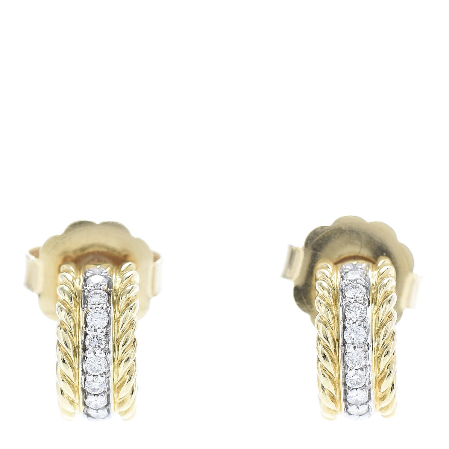 David Yurman 18K Yellow Gold Diamond Cable Classics Earrings 1 of 4