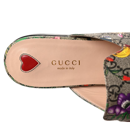 Gucci GG Supreme Monogram Flora Womens Princetown Slippers 39.5 Beige Ebony Multicolor Rosso 7 of 8