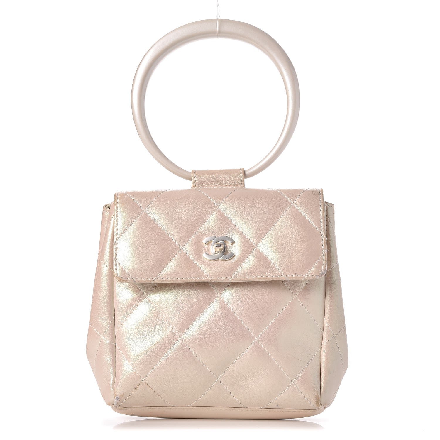 Chanel Iridescent Lambskin Quilted Round Handle Mini Flap 1 of 12