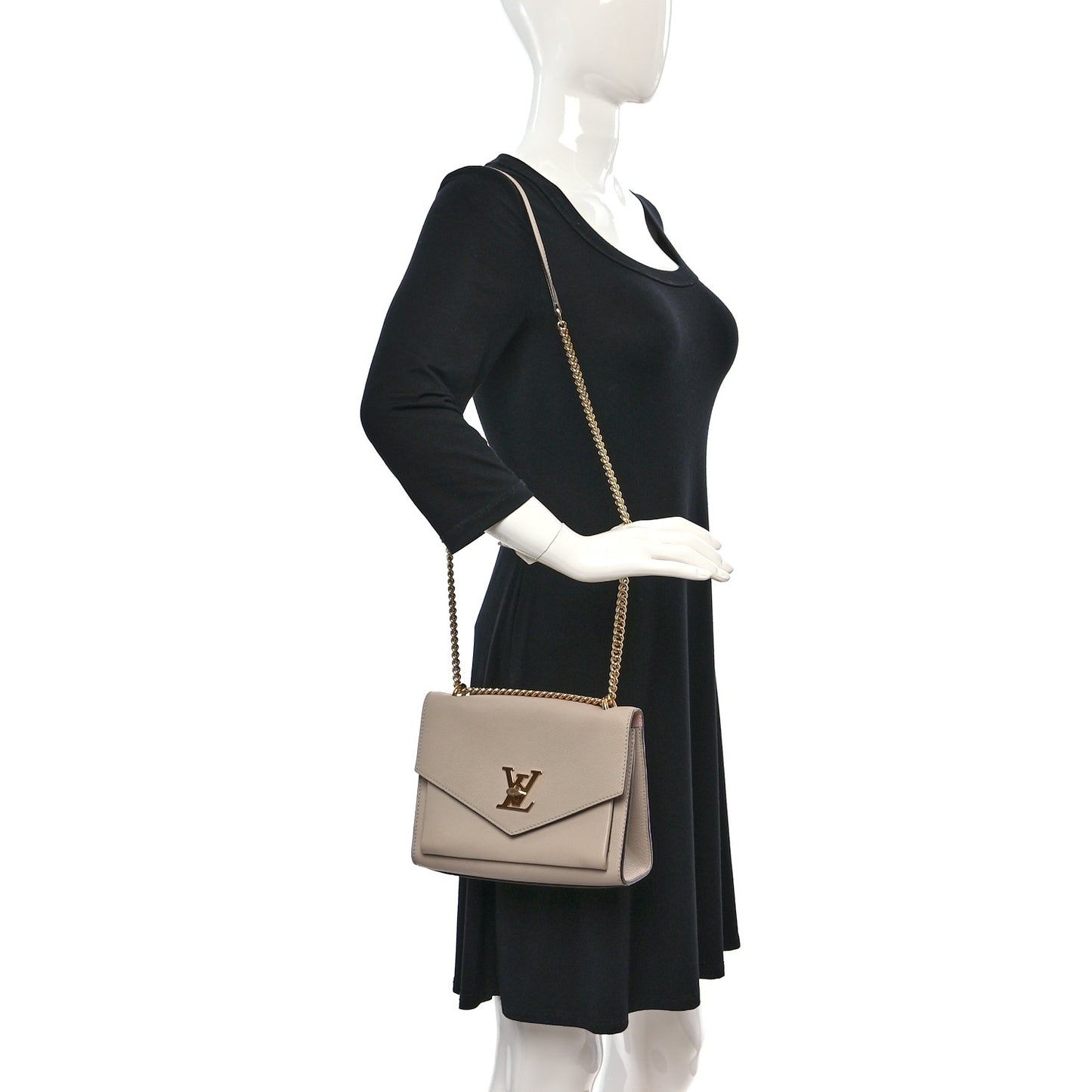 Soft Calfskin Mylockme Chain Bag BB Greige
