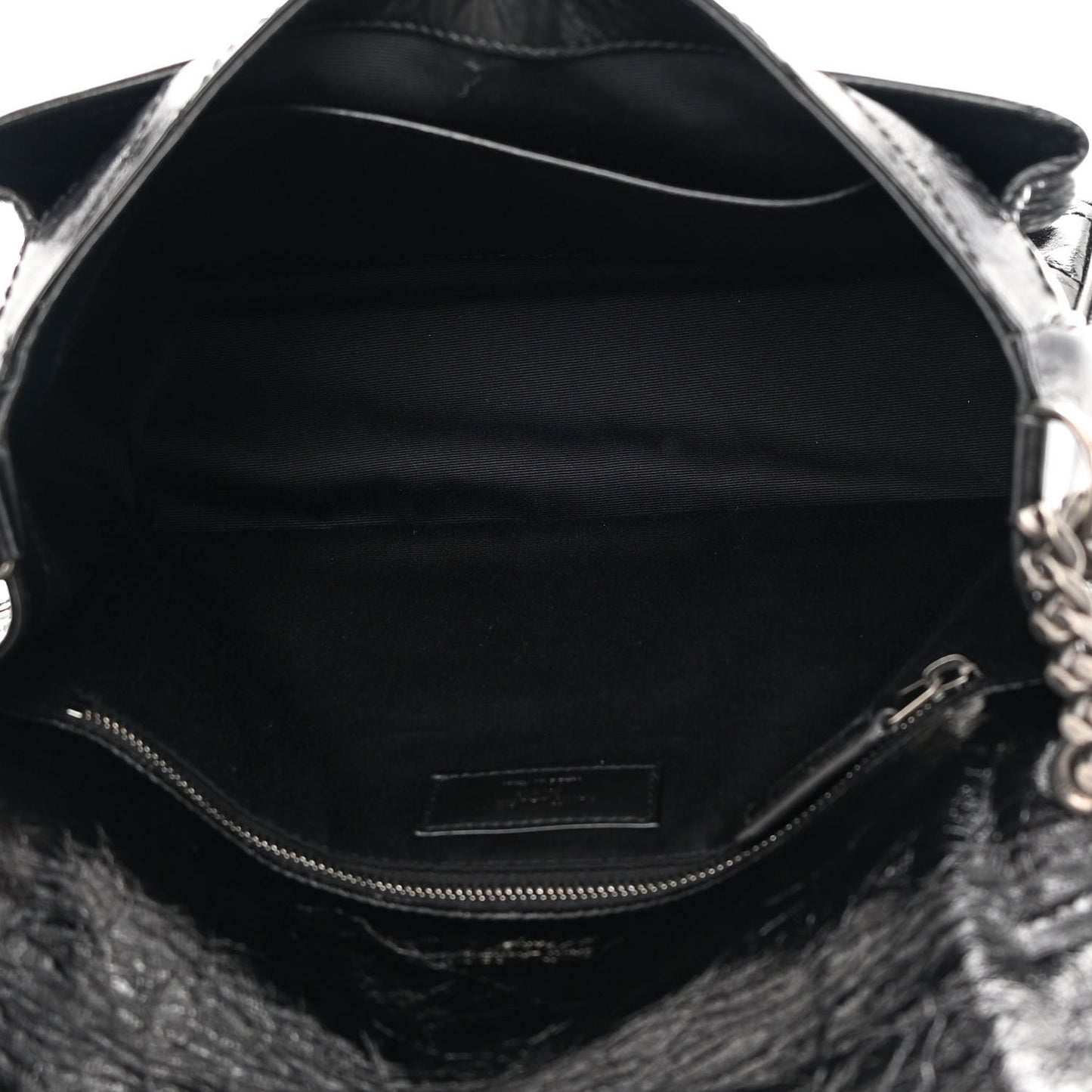 Crinkled Calfskin Matelasse Monogram Medium Niki Chain Satchel Black