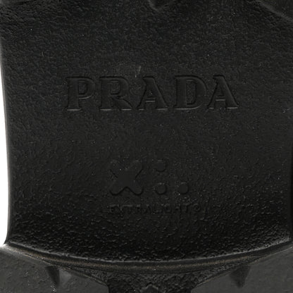 Prada Spazzolato Rois Re-Nylon Metal Triangle Logo Monolith Pouch Pocket 55mm Tall Boots 41 Black 8 of 9