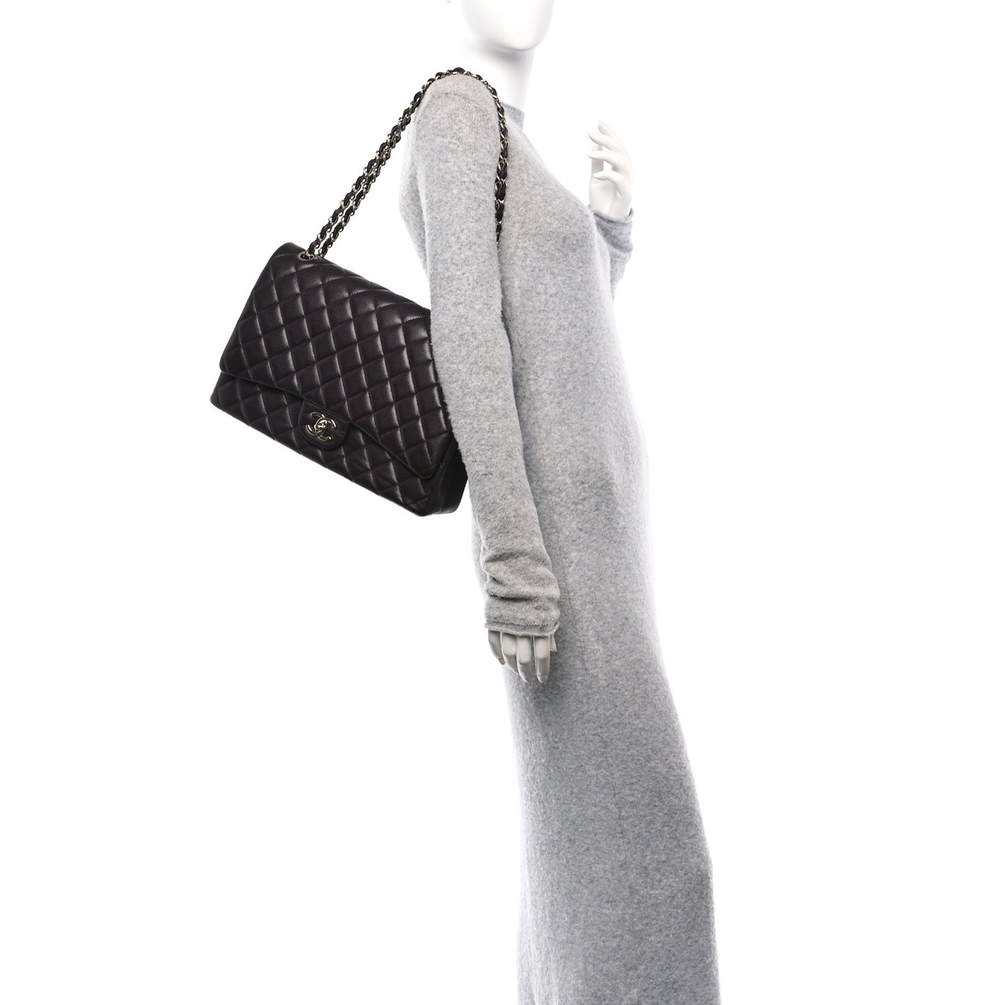 Caviar Quilted Maxi Double Flap Burgundy