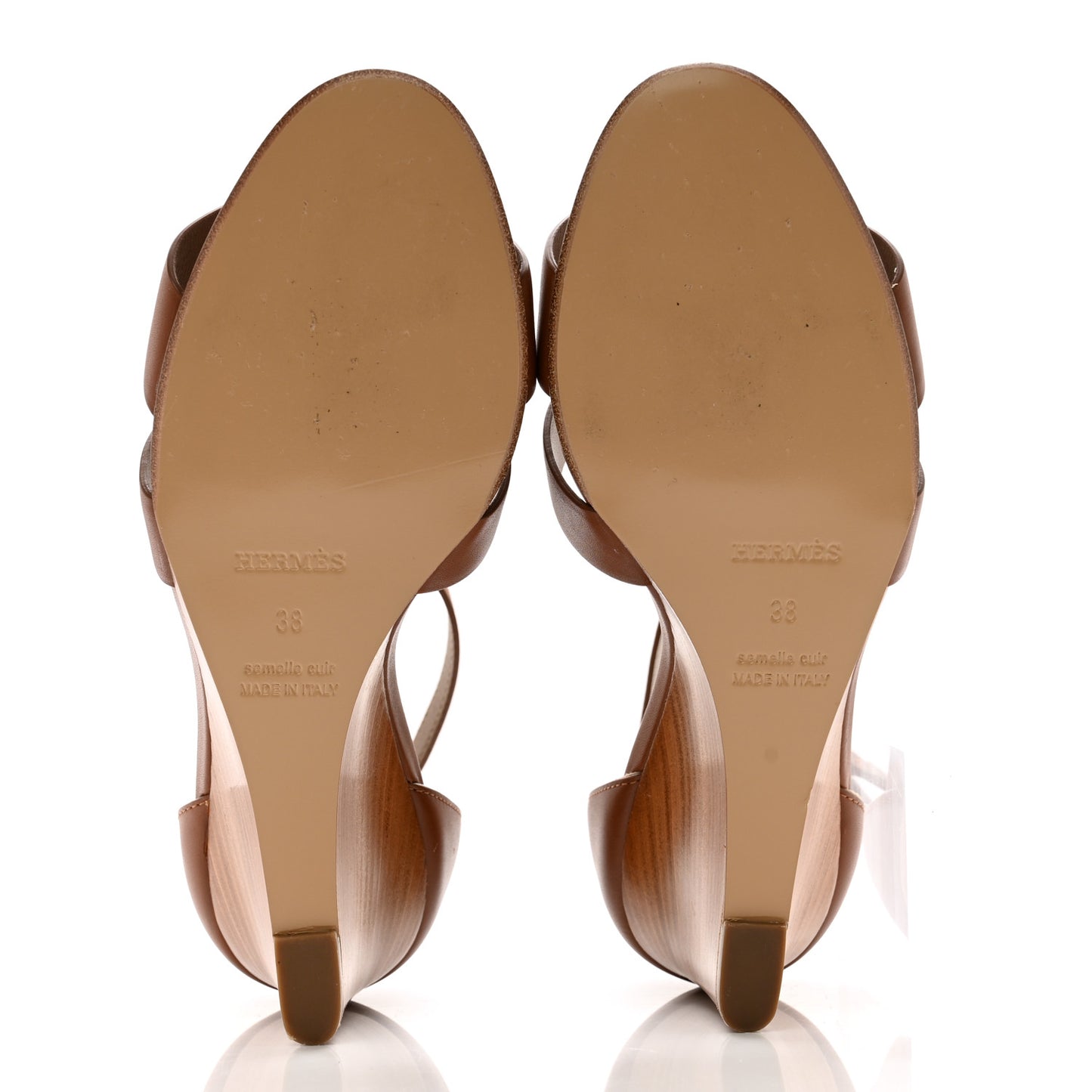 Calfskin Legend Wedge Sandals 38 Gold
