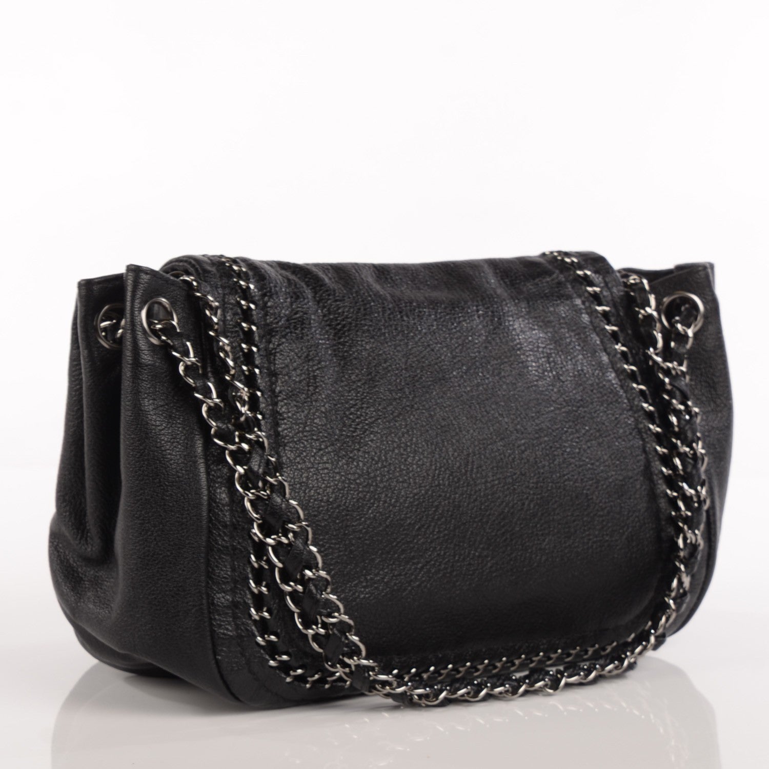 Chanel Metallic Goatskin Luxe Ligne Flap Black 3 of 7