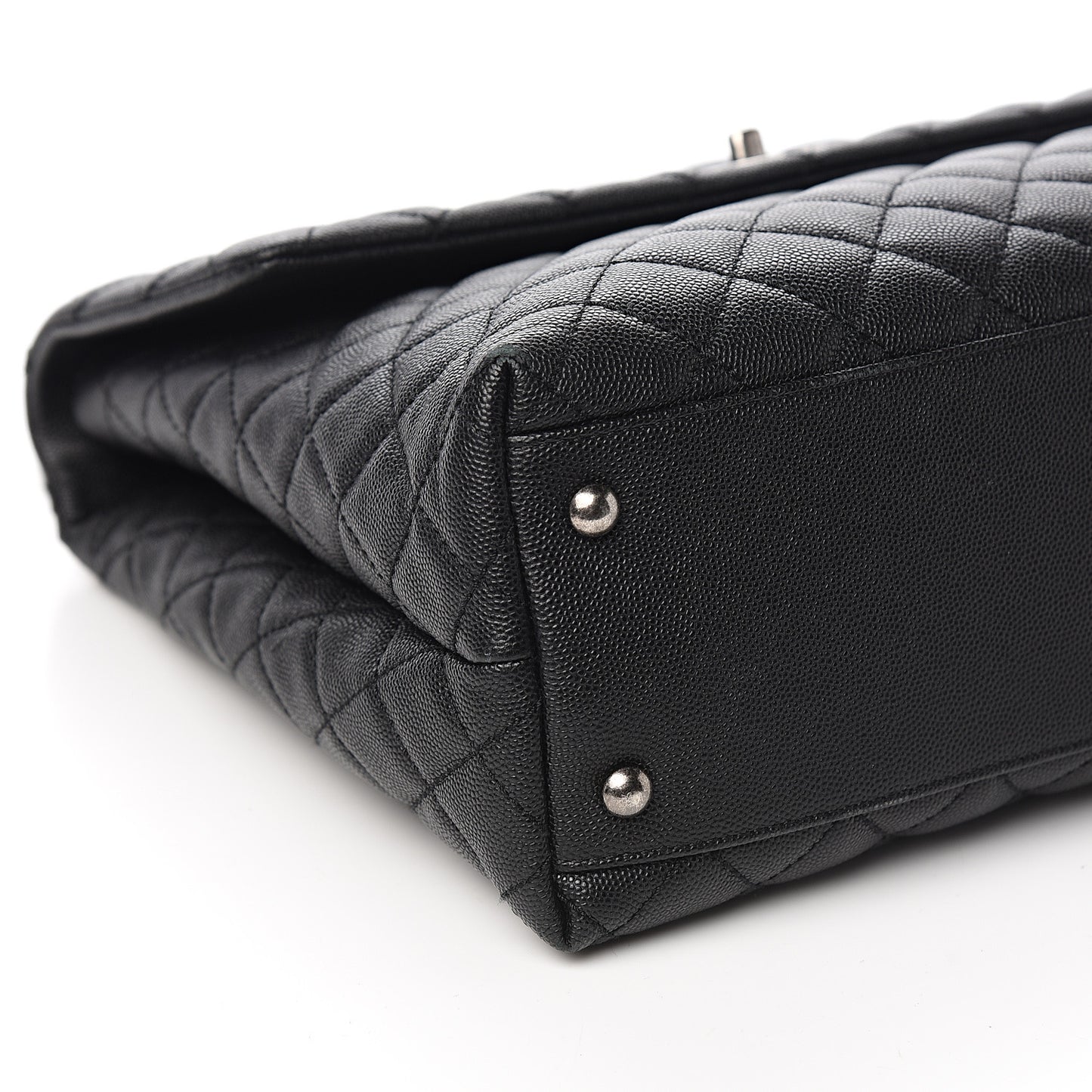 Caviar Lizard Quilted Large Coco Handle Flap Black