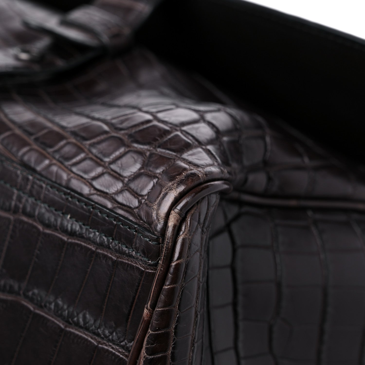 Bottega Veneta Soft Crocodile Fume Satchel Charcoal Ebano 9 of 10