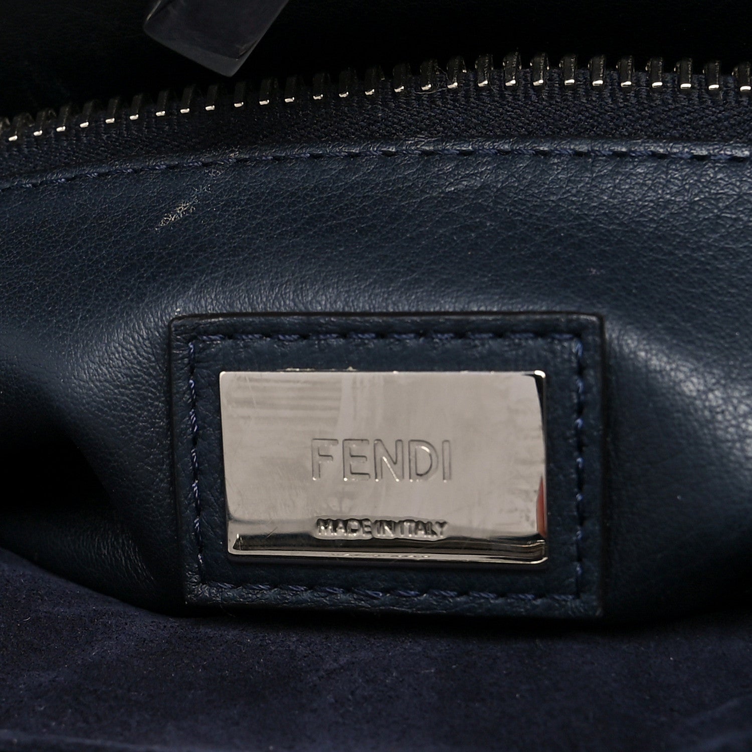 Fendi Vitello Seta Waves Bi-Color Medium Peekaboo Iconic Satchel Blue Notte Mostarda 8 of 13