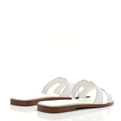 Hermes Box Calfskin Oran Sandals 38 White 4 of 9