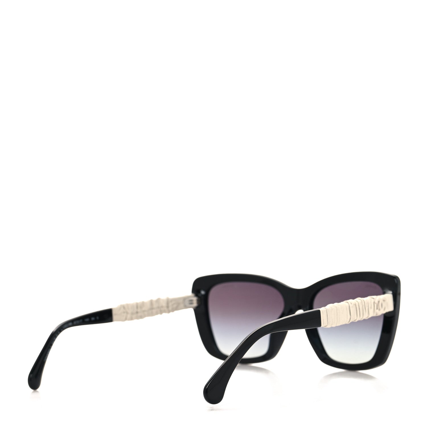 Chanel Acetate Calfskin Polarized Square Sunglasses 5476-Q-A Black White 4 of 8