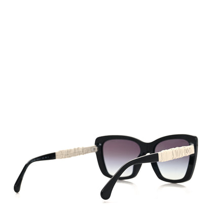 Chanel Acetate Calfskin Polarized Square Sunglasses 5476-Q-A Black White 4 of 8