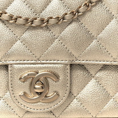Chanel Metallic Caviar Quilted Medium CC Slide Flap Light Gold 9 of 11