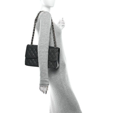 Caviar Quilted Jumbo Double Flap Black