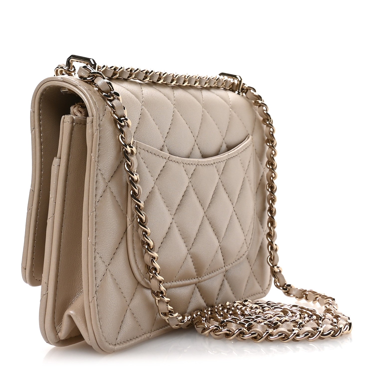 Chanel Pearly Lambskin Quilted Charms Wallet On Chain WOC Beige 3 of 12