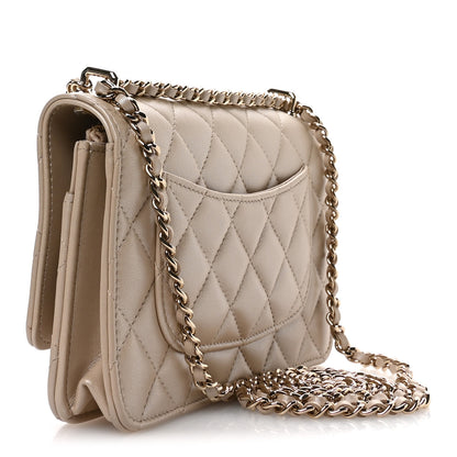 Chanel Pearly Lambskin Quilted Charms Wallet On Chain WOC Beige 3 of 12