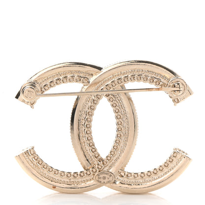 Chanel Pearl Crystal CC Brooch Gold 3 of 5