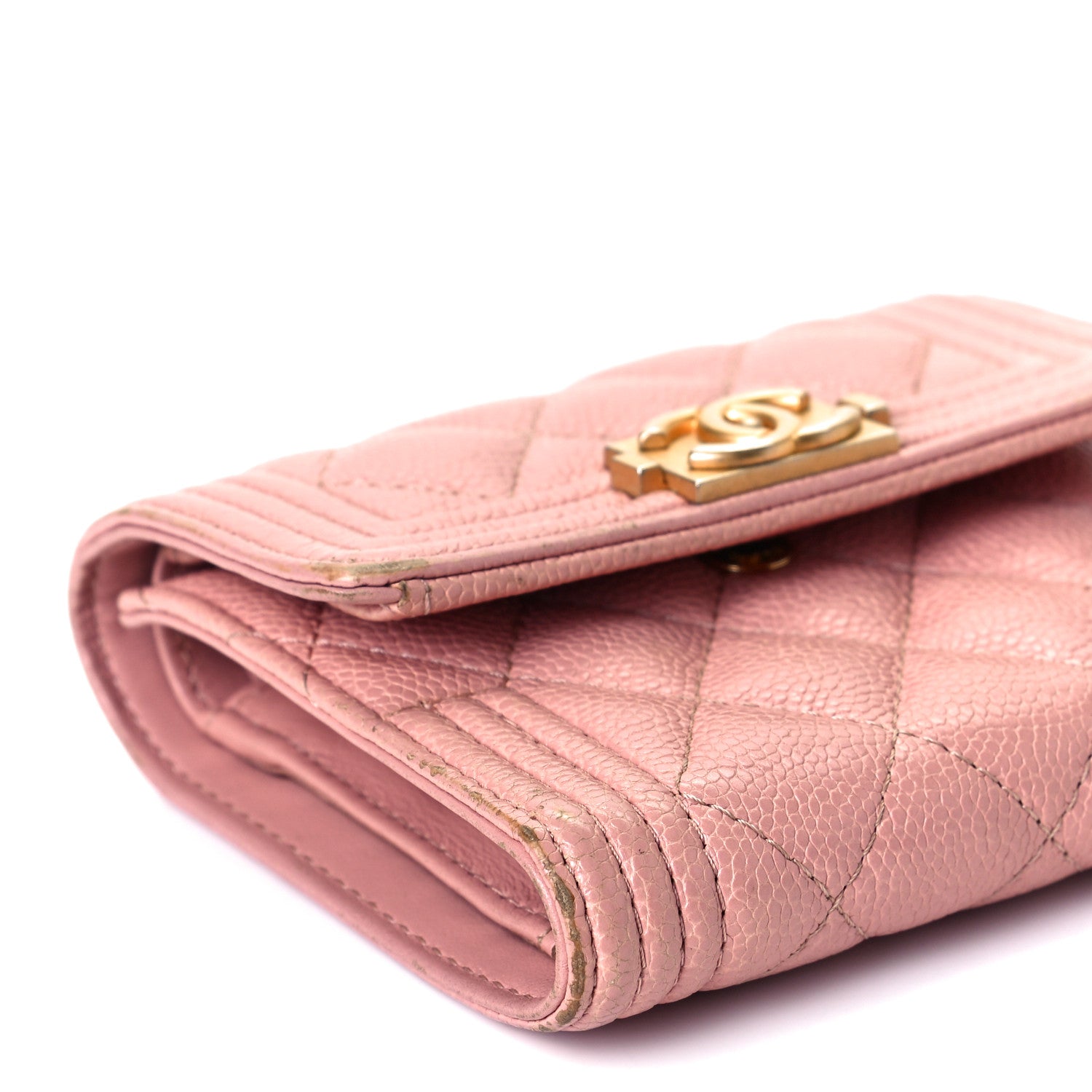 Chanel Caviar Quilted Boy Compact Wallet Pink 9 of 10