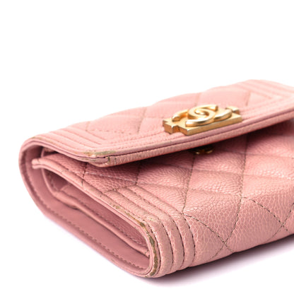 Chanel Caviar Quilted Boy Compact Wallet Pink 9 of 10