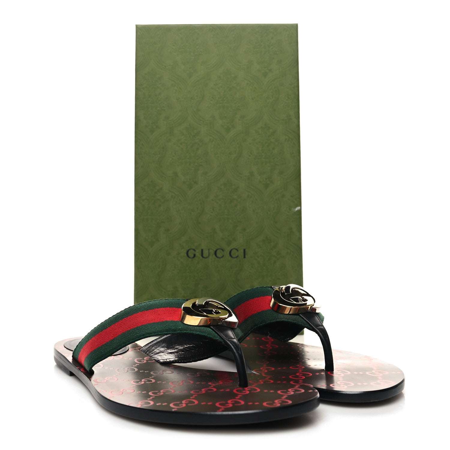 Gucci Canvas Web Womens Kika Thong Sandals 39.5 8 of 8