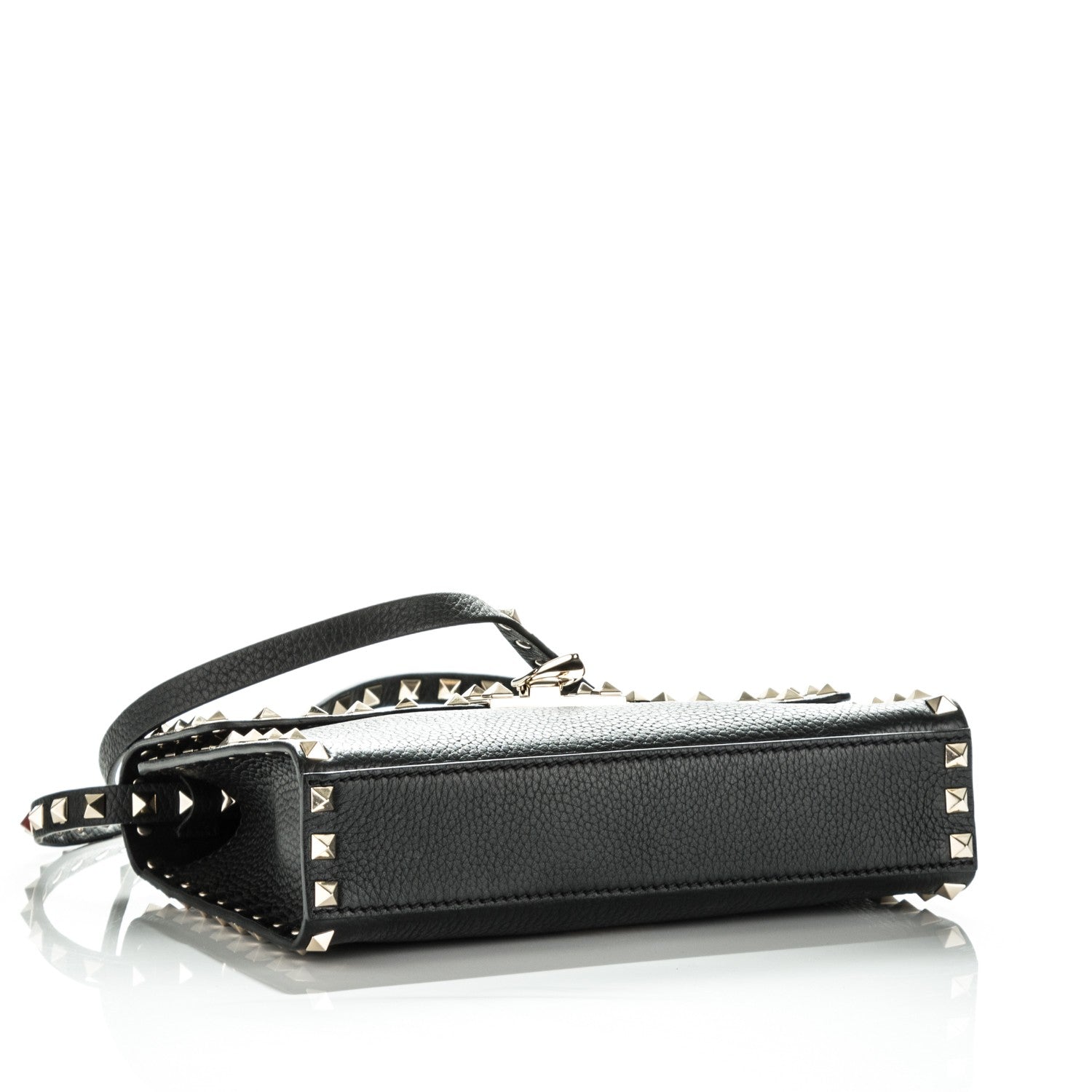 Valentino Garavani Pebbled Calfskin Medium Rockstud Flip Lock Crossbody Bag Black 4 of 6