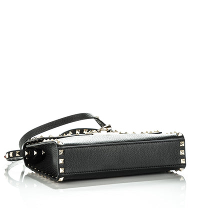 Valentino Garavani Pebbled Calfskin Medium Rockstud Flip Lock Crossbody Bag Black 4 of 6