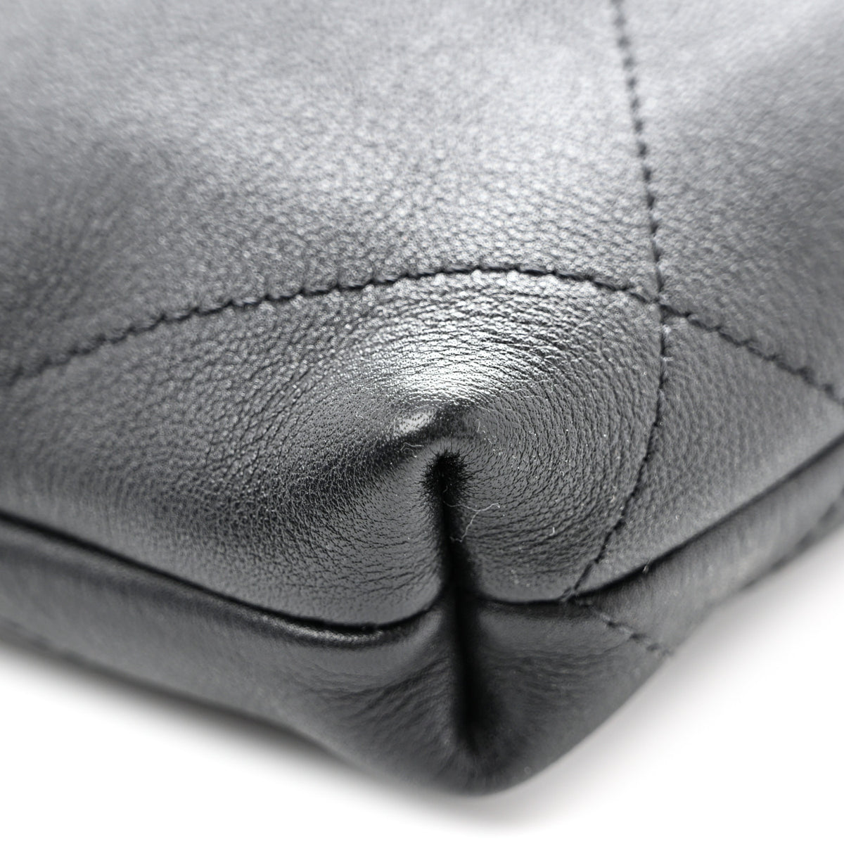 Shiny Calfskin Quilted Maxi Chain Hobo Black