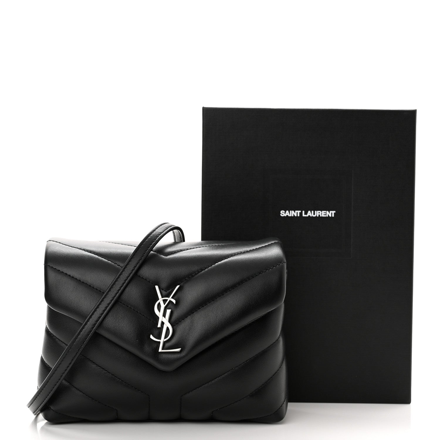 Saint Laurent Calfskin Y Quilted Monogram Toy Loulou Crossbody Bag Black 12 of 12